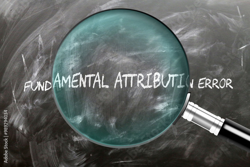 Fundamental Attribution Error - learn, study and inspect it. Taking a closer look at fundamental attribution error.  ,3d illustration