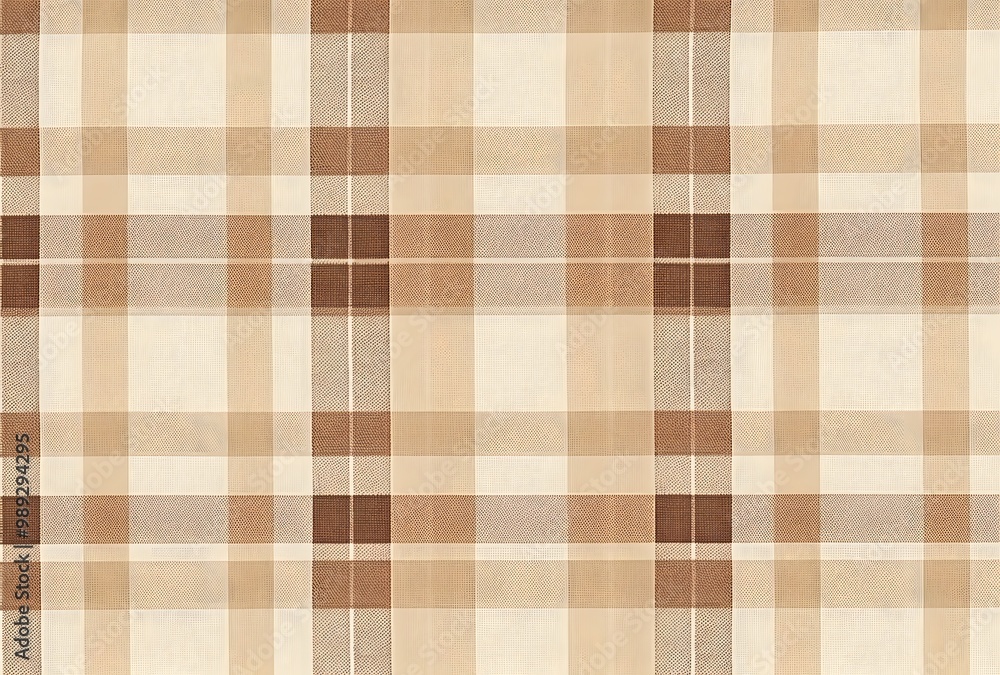 Beige and Brown Plaid Fabric Texture Beige and Brown Plaid Fabric Texture