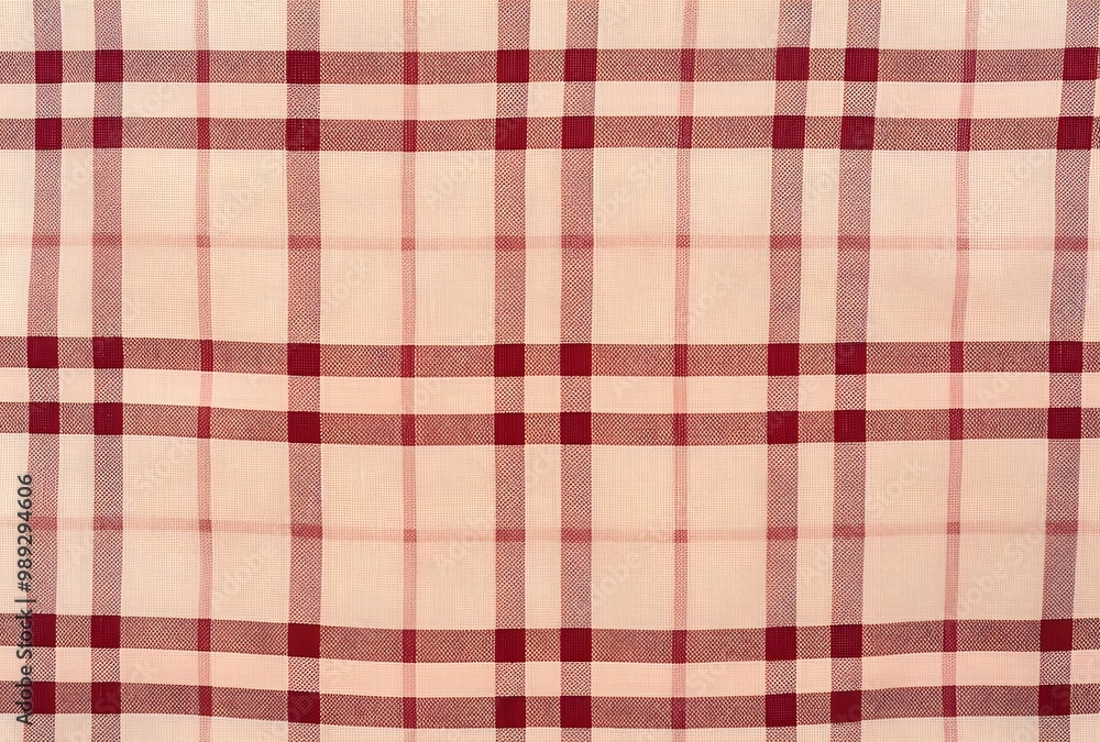 Beige and Red Plaid Linen Fabric Texture Beige and Red Plaid Linen Fabric Texture