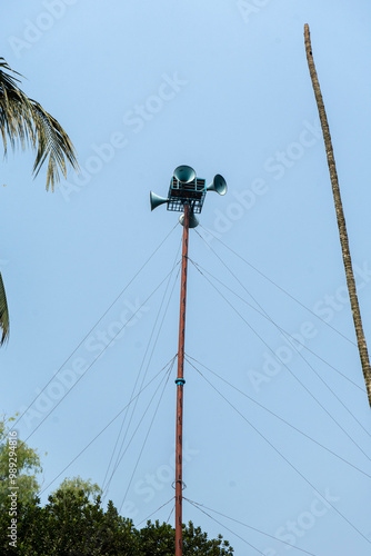 Streets Loudspeakers for important messages high on the mast, pillar.