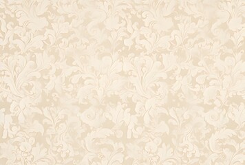 Beige Damask Floral Pattern Vintage Wallpaper