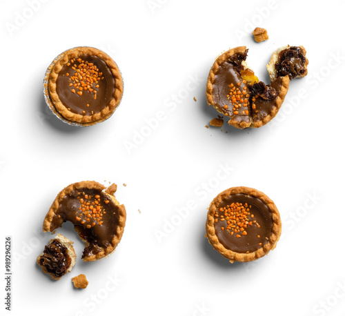 Chocolate and Orange Tarts with Broken Pieces and Crumbs