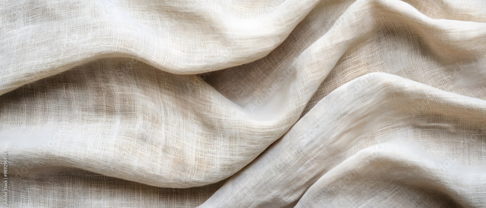Beige Linen Fabric Texture Background - Flat Lay Beige Linen Fabric Texture Background - Flat Lay