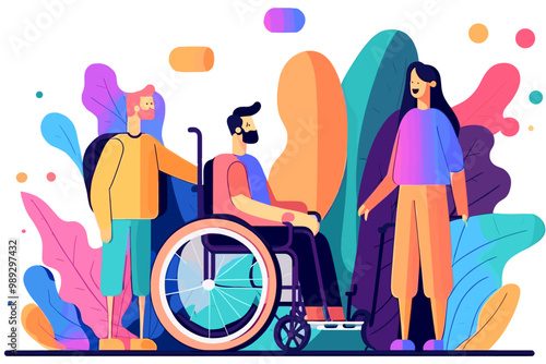 Colorful banner of disability and inclusion. Accessibility. Flat design minimalist concept