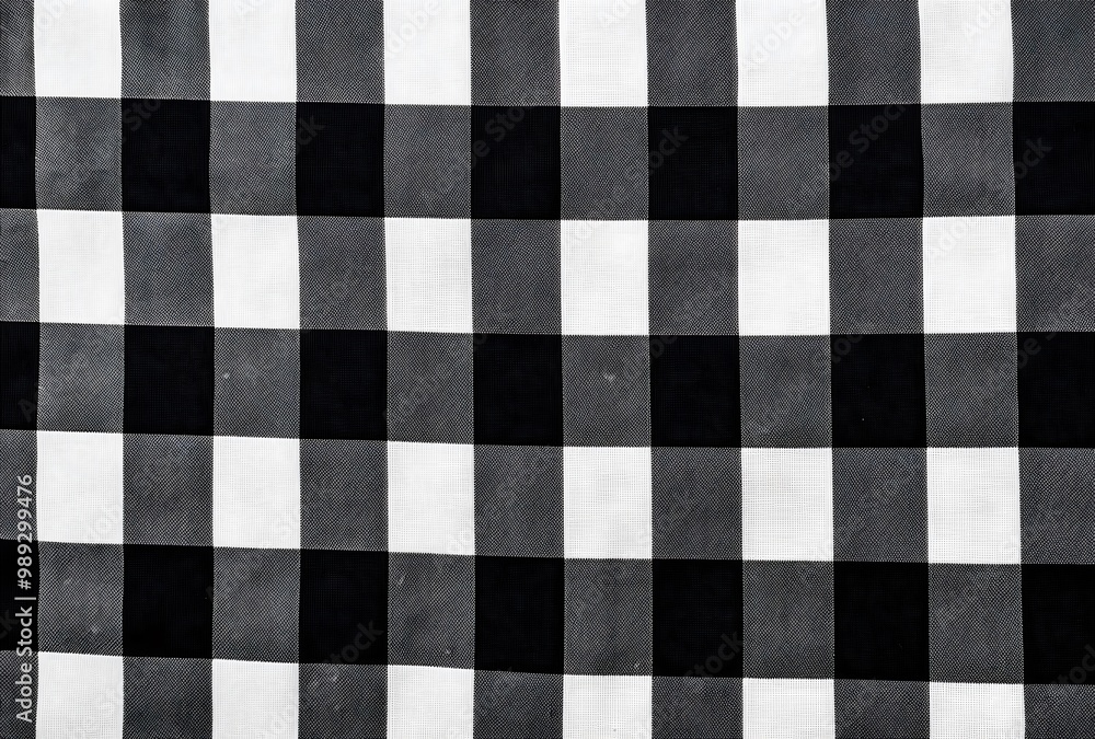 Fototapeta premium Black and White Gingham Fabric Texture