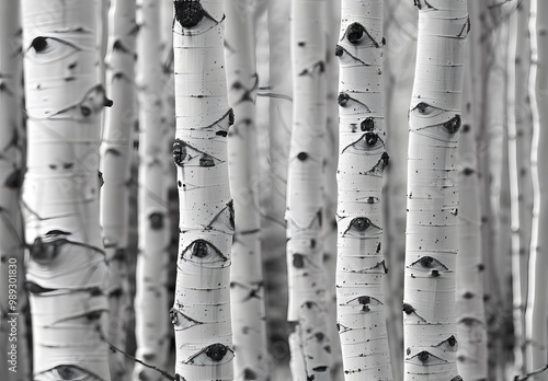 Black and White Aspen Tree Bark Close-up photo