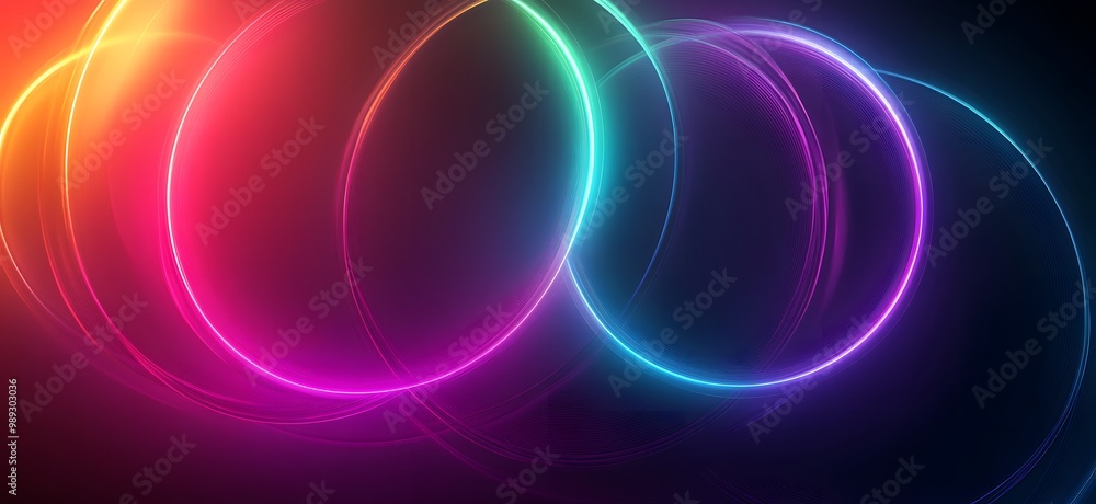 Abstract Neon Light Gradient with Curved Shapes Abstract Neon Light Gradient with Curved Shapes