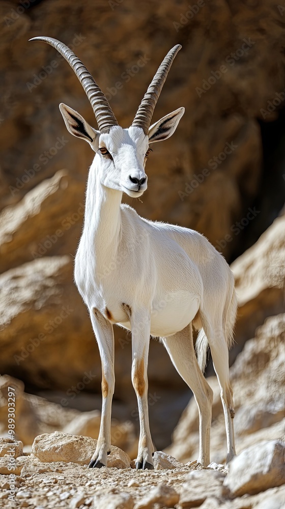 Addax antelope with striking curved horns Addax antelope with striking curved horns