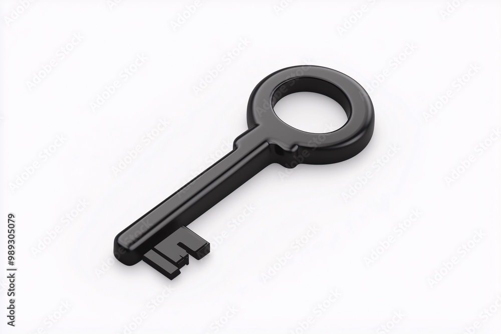 Solid icon 3D of keylock black color white background Solid icon 3D of keylock black color white background