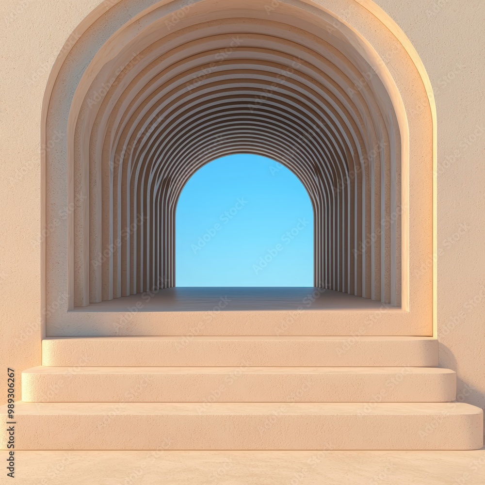 Fototapeta premium Modern Archway with Clear Sky View
