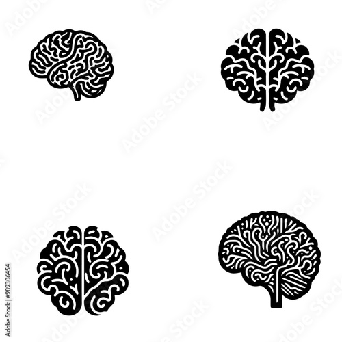 brain icon, brain vector, brain silhouette on brain illustration