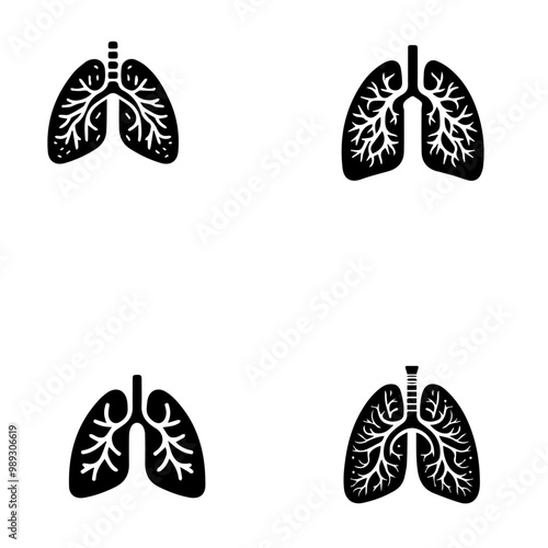lungs icon, lungs vector, lungs silhouette, lungs illustration