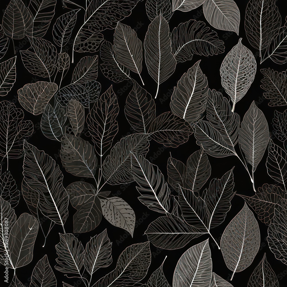 Minimalist leaf patterns in line art Minimalist leaf patterns in line art