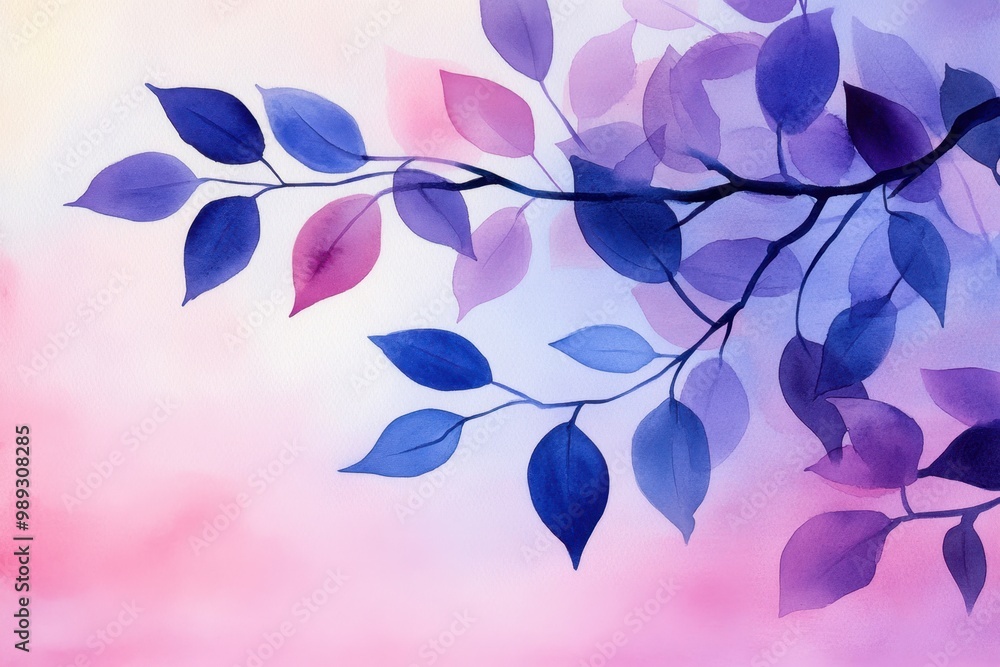 Fototapeta premium Serene Watercolor and Ink Painting: A Dreamlike Oasis of Tranquility
