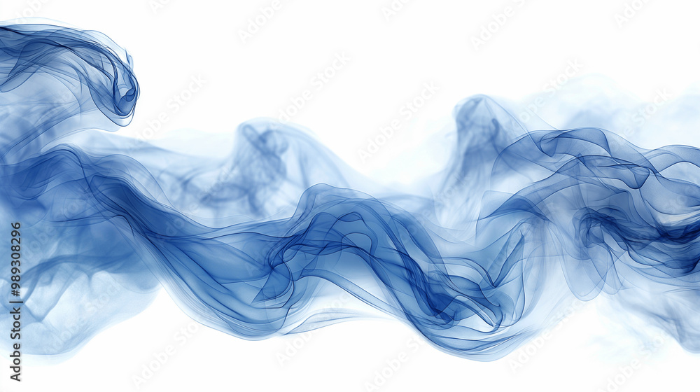 Abstract blue flowing smoke shapes on a white background Abstract blue flowing smoke shapes on a white background