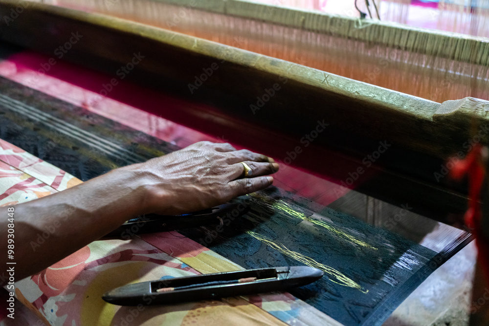 Traditional handmade weaving technique, handloom. Bangladesh.