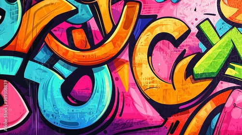 Urban Graffiti Explosion - Colorful Vector Wall Art in City Street Scene