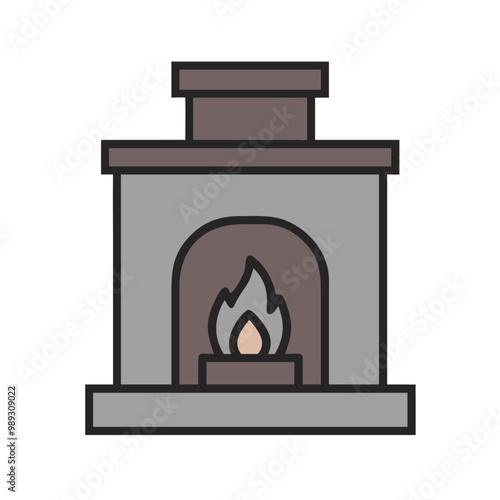 Crematorium icon with fire, solemn mood, symbolizing funerals and memorial services, on a transparent background
