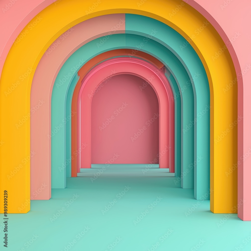 Colorful Archways in a Modern Design Space Colorful Archways in a Modern Design Space