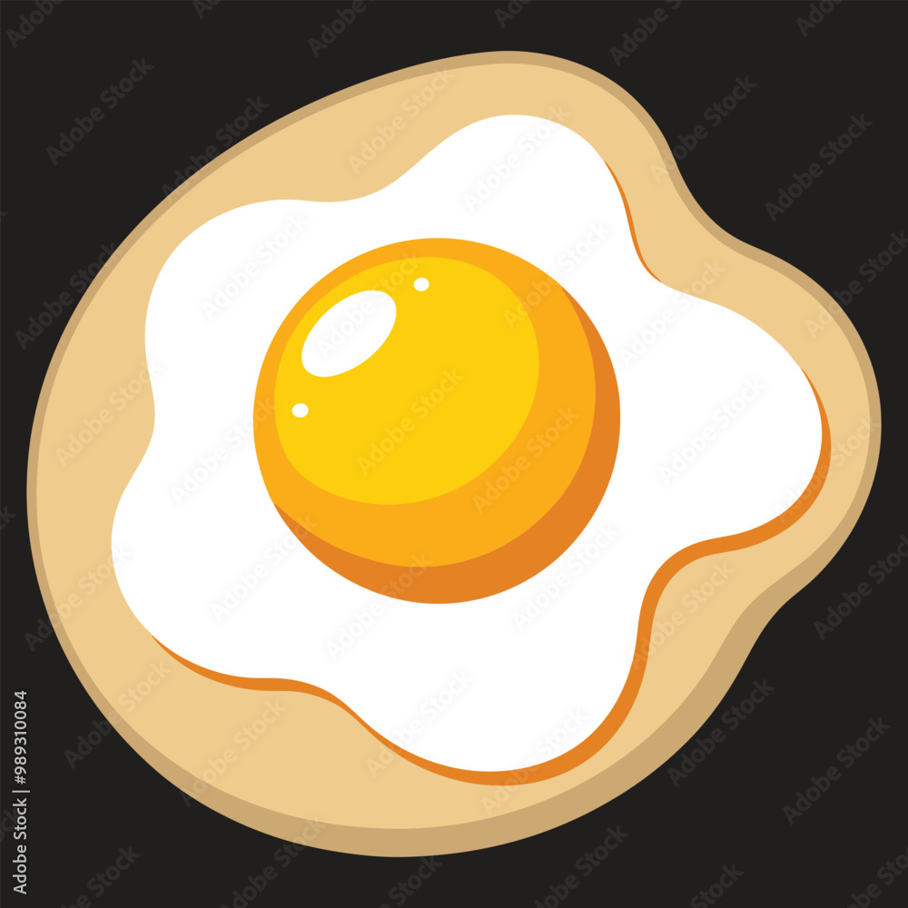 Fried egg on black background