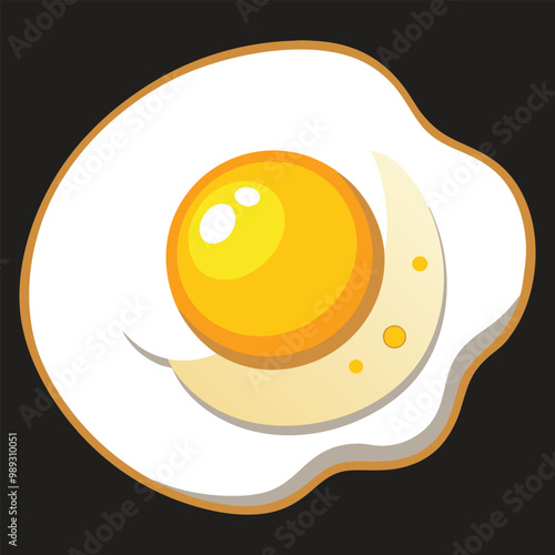 Fried egg on black background