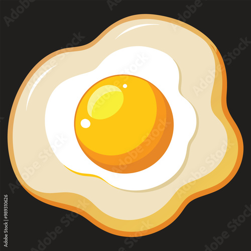 Fried egg on black background