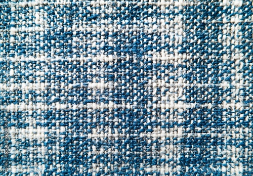 Blue and White Tweed Fabric Texture Background