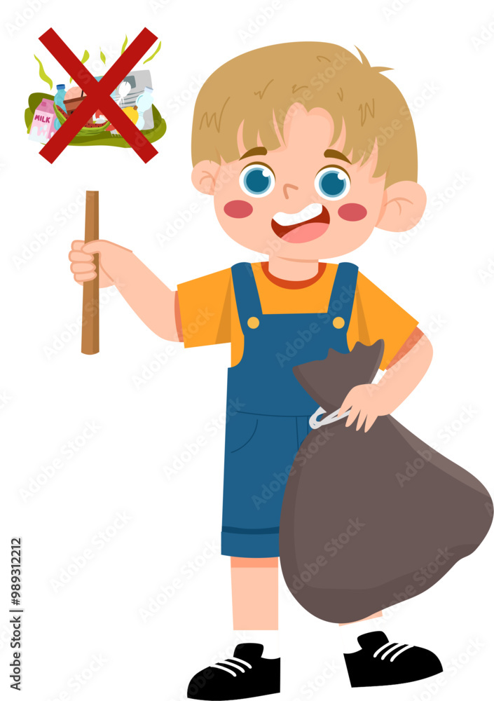 Children Cleaning Up and Throwing Trash in a Bin Children Cleaning Up and Throwing Trash in a Bin