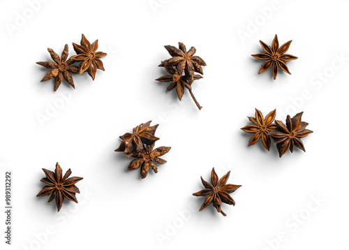 Schilderij op canvas Set of Aromatic Star Anise Pods