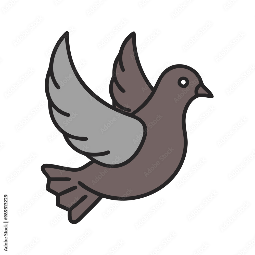 Fototapeta premium Dove icon, solemn mood, symbolizing funerals and memorial services, on a transparent background 