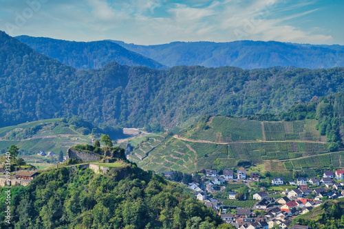 View into the Ahr valley near Dernau auf Saffenburg, in the Ahrweiler district in the north of Rhineland-Palatinate, Germany photo