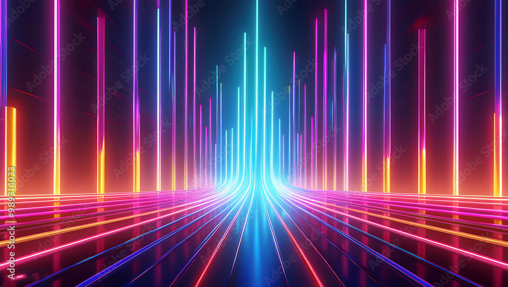 D Render Futuristic Neon Background Glowing Ascending Lines for Fantastic Wallpaper D Render Futuristic Neon Background Glowing Ascending Lines for Fantastic Wallpaper