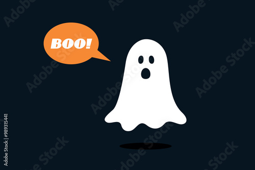 cute little halloween ghost minimalistic design vector illustration