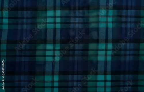 Dark Green and Blue Tartan Plaid Fabric Texture