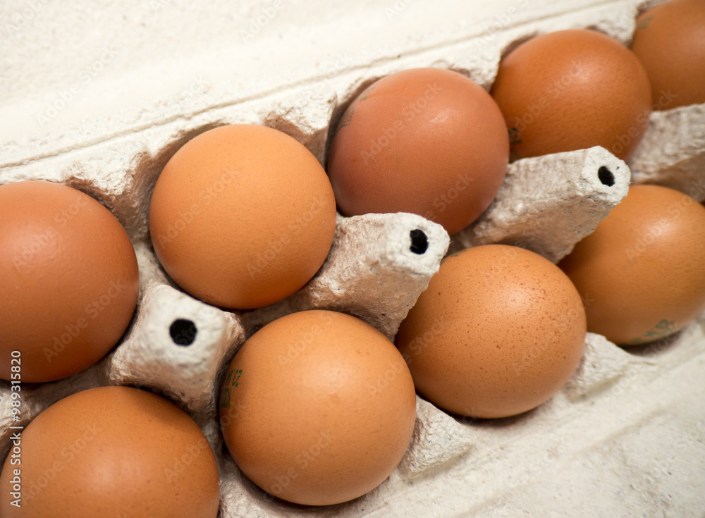 Chicken Eggs in a paper tray. Chicken Eggs in a paper tray.