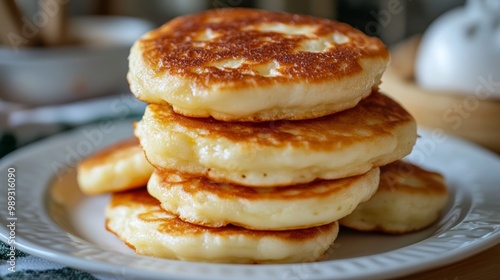 Tasty blini on plate, close-up.