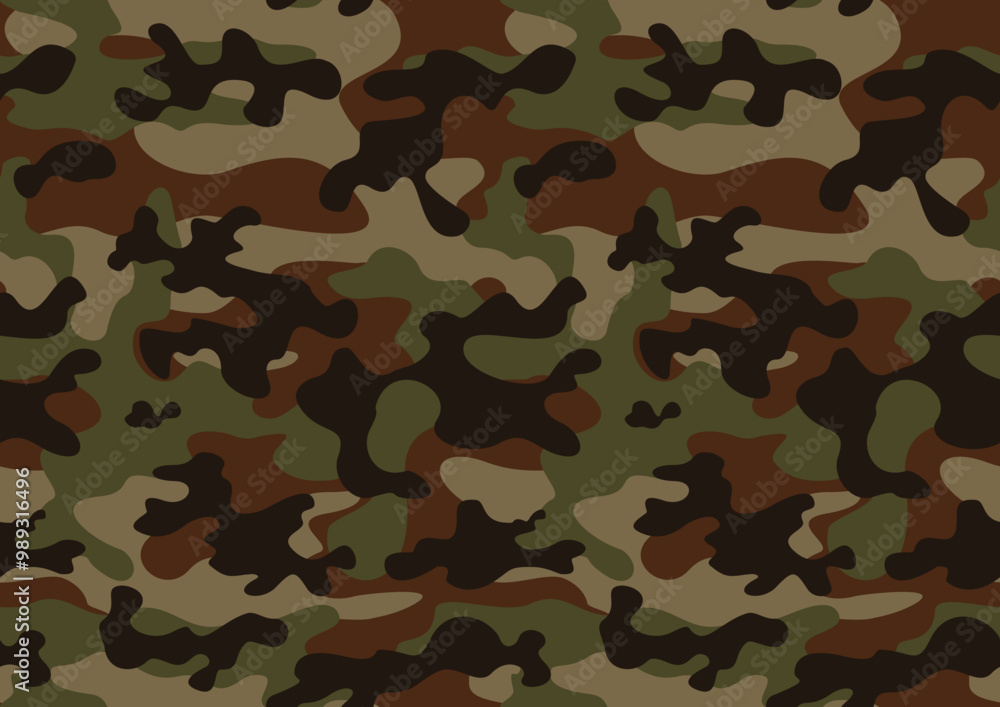 Fototapeta premium army camouflage background, seamless illustration, green vector print pattern