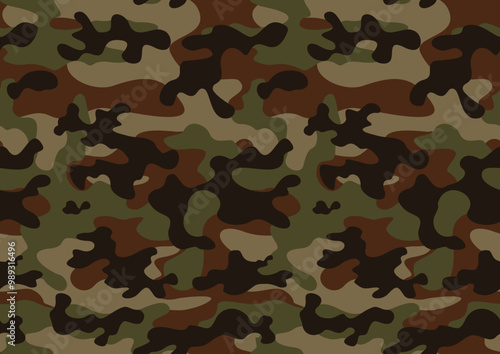 
army camouflage background, seamless illustration, green vector print pattern