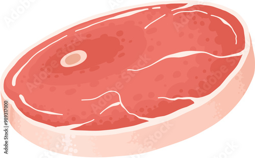 Cartoon raw meat. Bacon, steak and beef minced meat. Rack of rib, chicken breast and pork loin vector icon. Chicken and beef for barbecue, cartoon steak pork illustration on white background