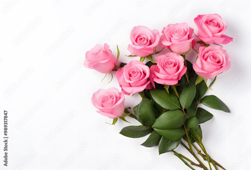Pink Rose Bouquet Flat Lay for Mother's Day Pink Rose Bouquet Flat Lay for Mother's Day