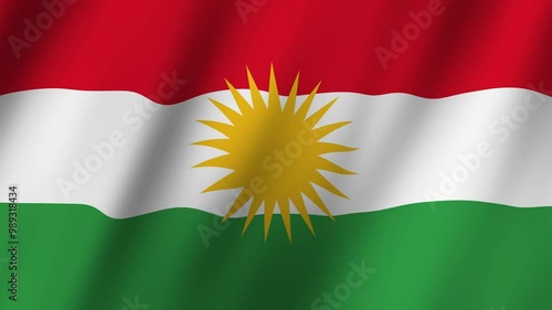 Flag of Kurdistan waving animation in wind photo