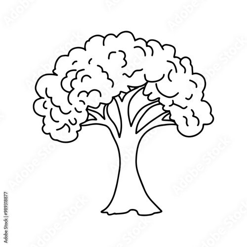 Tree in doodle style. Vector isolated on white background