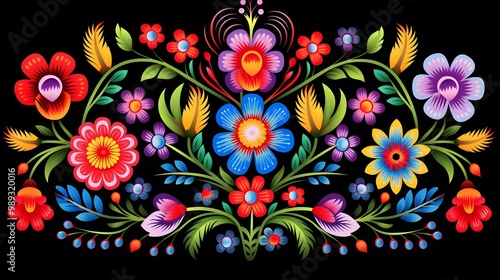 Traditional Polish Folk Art Floral Pattern