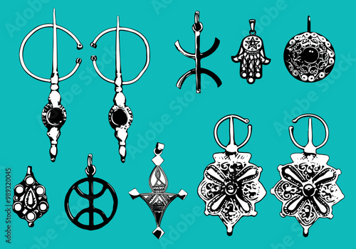 Arabic Jewelry Amazigh Touareg Vector