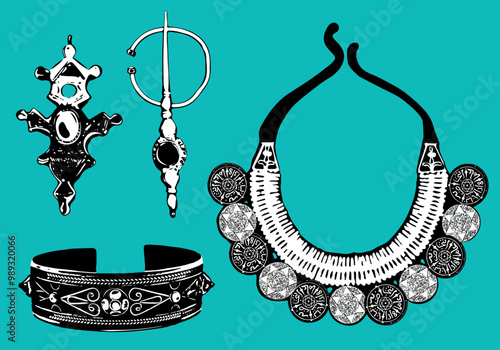 Arabic Jewelry Amazigh Touareg Vector