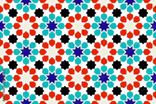 Schilderij op canvas Arabic Mosaic Zellige Colorful Vector