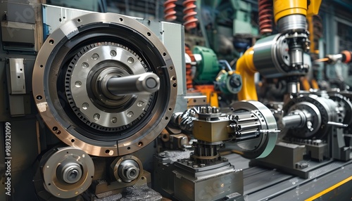 Industrial machinery backdrop depicting the intricate processes of metal manufacturing and machine production techniques