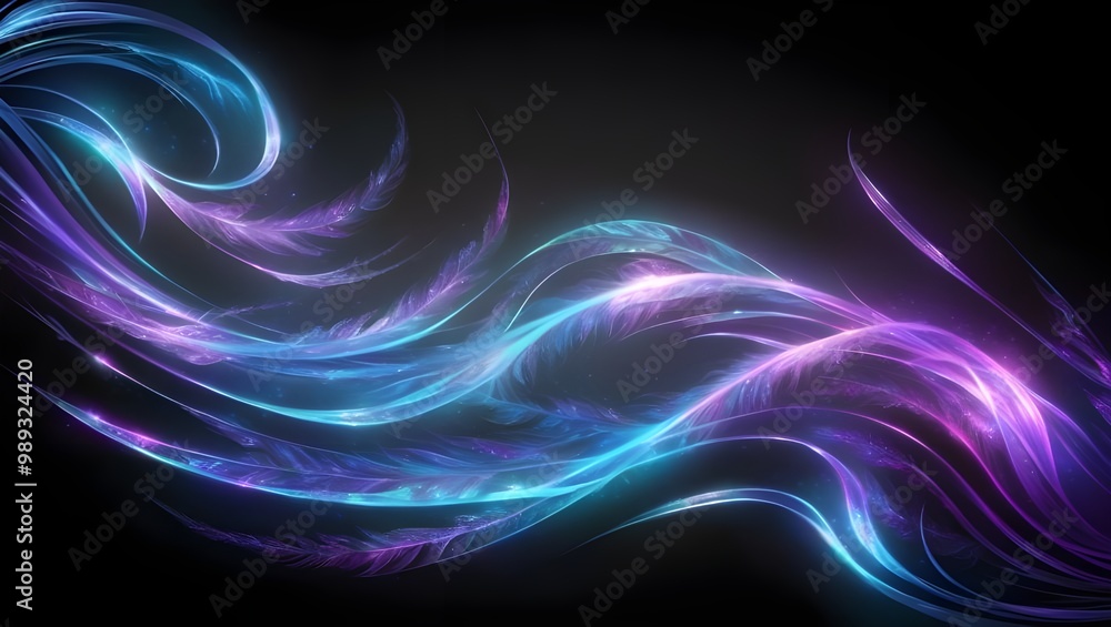 Abstract Glowing Swirl on Black Background Abstract Glowing Swirl on Black Background
