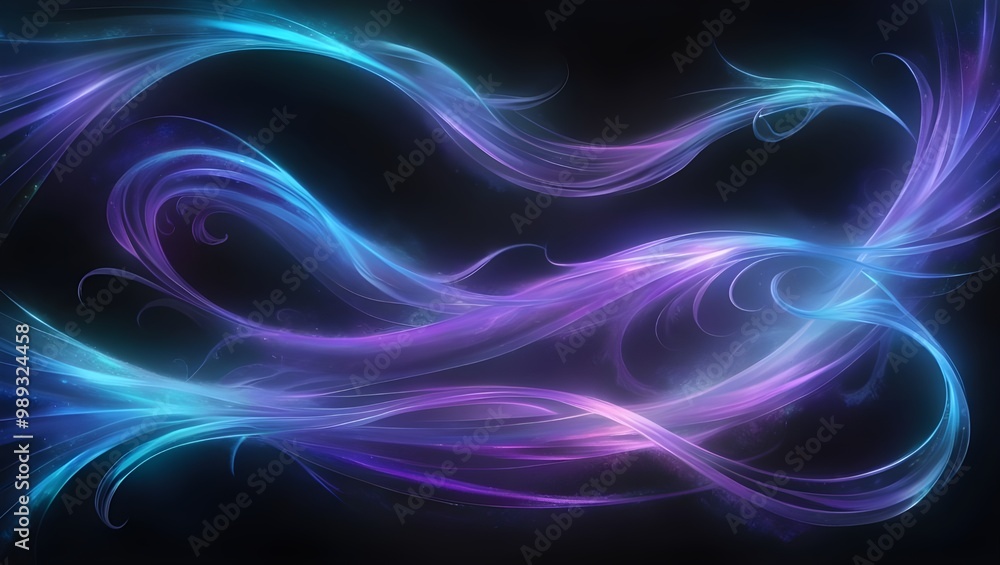 Abstract Glowing Swirl on Black Background Abstract Glowing Swirl on Black Background