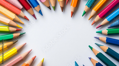 Back to School message with vibrant pencil drawings on white paper. Start of the school year